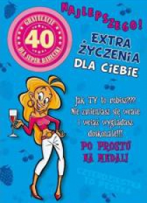 Karnet Party naklejany B6+koperta Urodziny 40 wz07