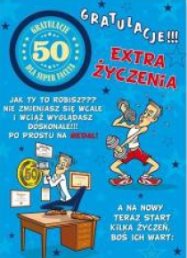 Karnet Party naklejany B6+koperta Urodziny 50 wz02