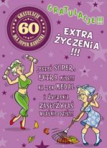 Karnet Party naklejany B6+koperta Urodziny 60 wz03