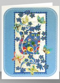 Karnet PM541 wycinany + koperta Niebieski kot