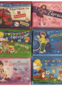 Zaproszenia Urodziny brokat + koperta (10szt)