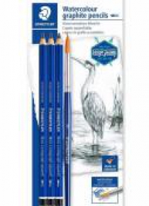 Ołówek akwarelowy 4B, 6B, 8B + pędzelek STAEDTLER