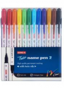 Pisaki dwustr. permanentne Name Pen 12 kol. DONG-A