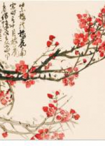 Karnet kwadrat z kopertą Plum Blossoms
