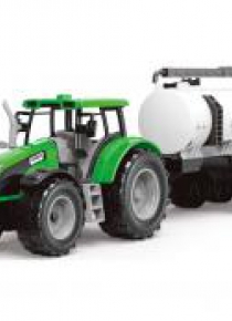 Traktor z przyczepą beczkowozem