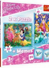 Puzzle 2w1+ memos - Niezwykły Świat Księżniczek