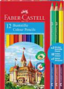 Kredki zamek 12kol.+3 kredki+temper. FABER CASTELL