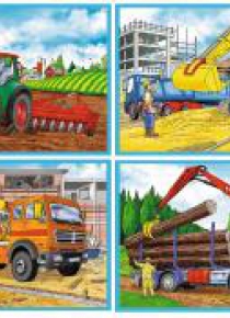 Puzzle 4w1 Duże maszyny budowlane TREFL