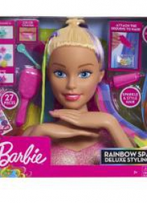 Barbie Deluxe głowa do stylizacji tęczowe włosy