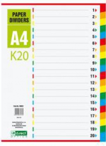 Przekładki kartonowe 1-20 K20 D.RECT