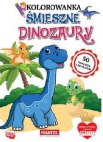 Kolorowanka. Śmieszne dinozaury z naklejkam