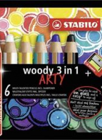Kredki Woody Arty 3w1 6 kol + temperówka STABILO