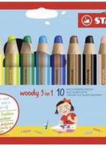 Kredki Woody 3w1 10 kol + temperówka STABILO