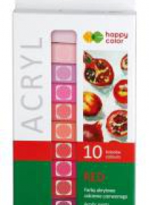 Farba akrylowa 12ml 10 kol czerwony HAPPY COLOR