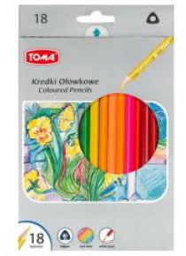Kredki ołówkowe trójkątne 18 kolorów TOMA