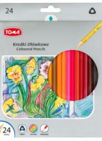 Kredki ołówkowe trójkątne 24 kolory TOMA